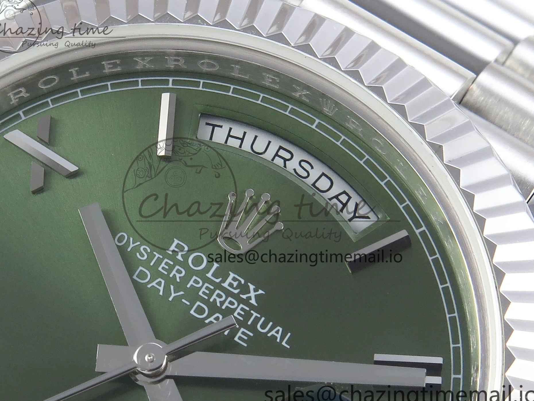 0113 Tailored Day Date 40 SS 228239 KF 1:1 Best Edition Green Roman Dial on President Bracelet VR3255 (Gain Weight) 826